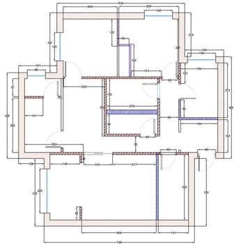 Floor plan for the interior design of a flat in Serbia with wall measurements